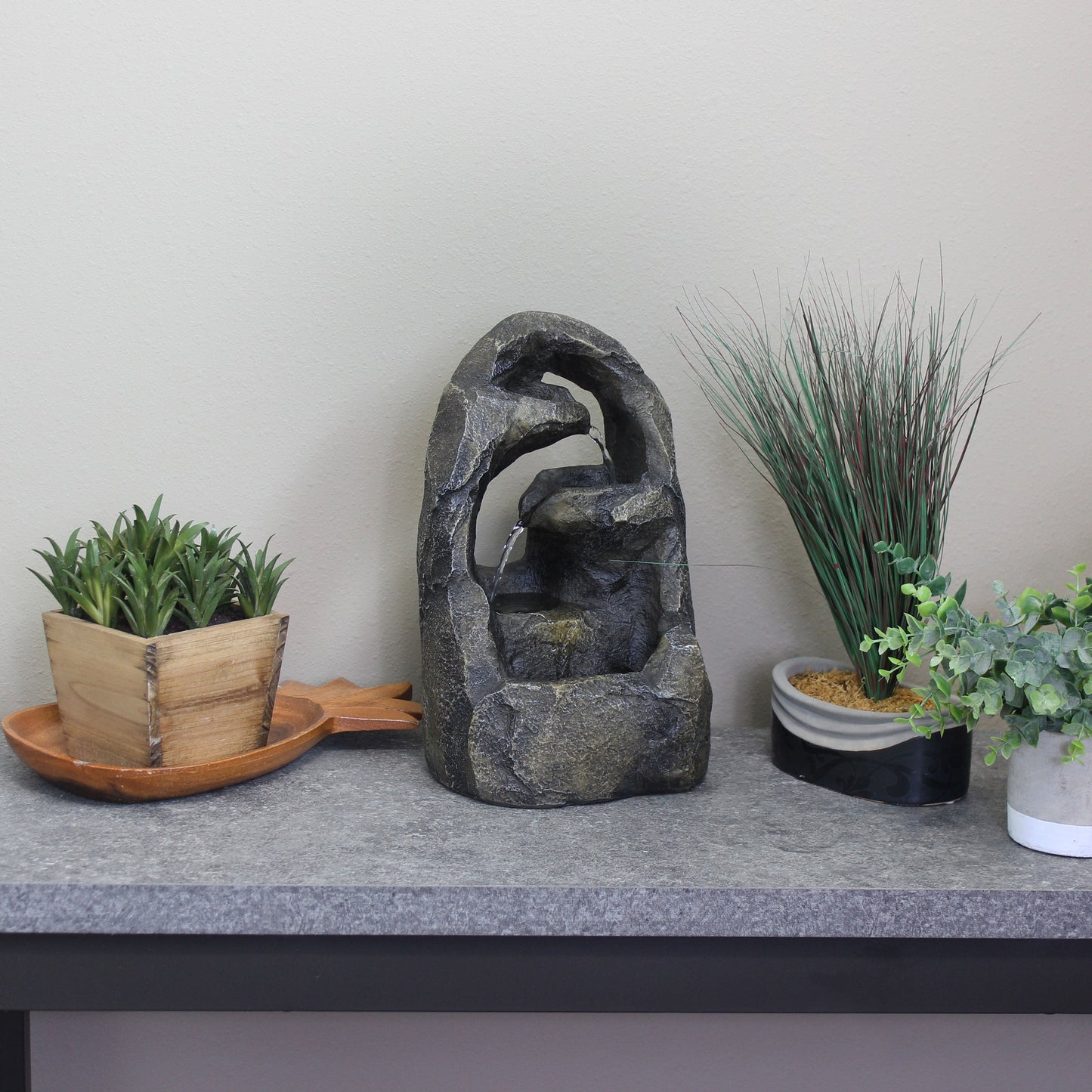 Sunnydaze 12" Cavernous Rock Tiers Indoor Tabletop Fountain