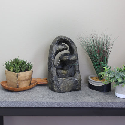 Sunnydaze 12" Cavernous Rock Tiers Indoor Tabletop Fountain