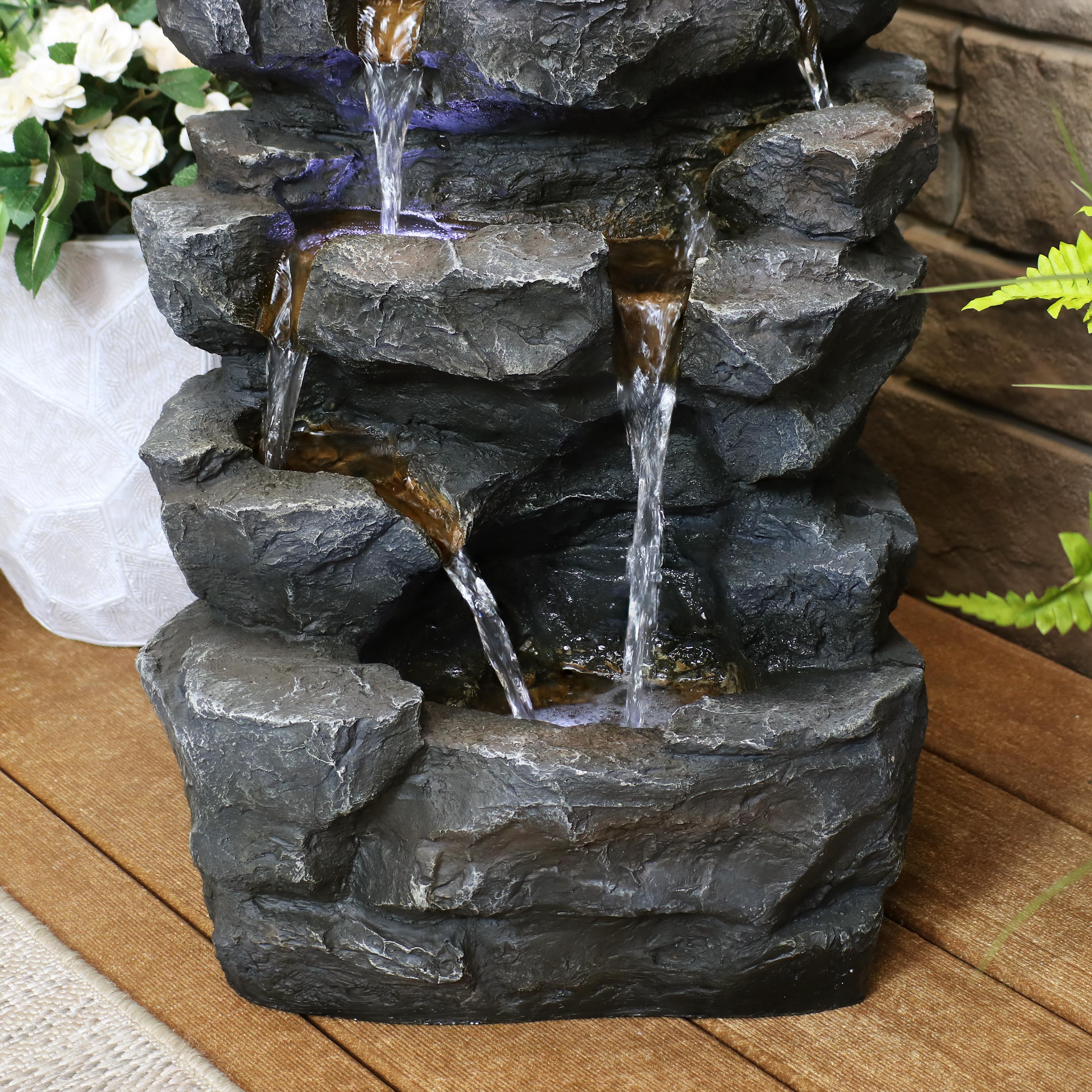 Sunnydaze 24" Grotto Falls Water Fountain with LED Lights