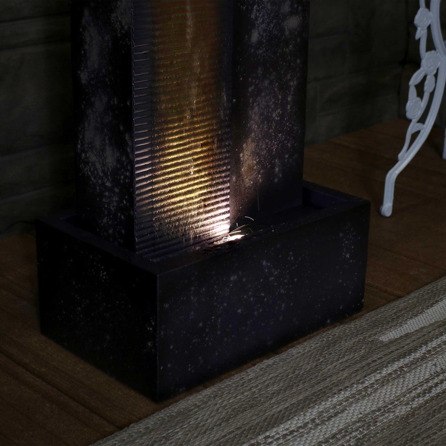 Sunnydaze 32" Cascading Tower Outdoor Metal Fountain with LED Lights