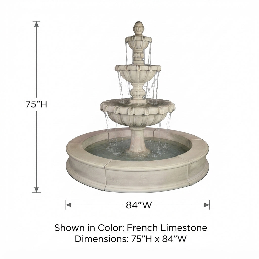 Giannini Garden Chateau Three Tier Easy Pond Outdoor Water Fountain 1802
