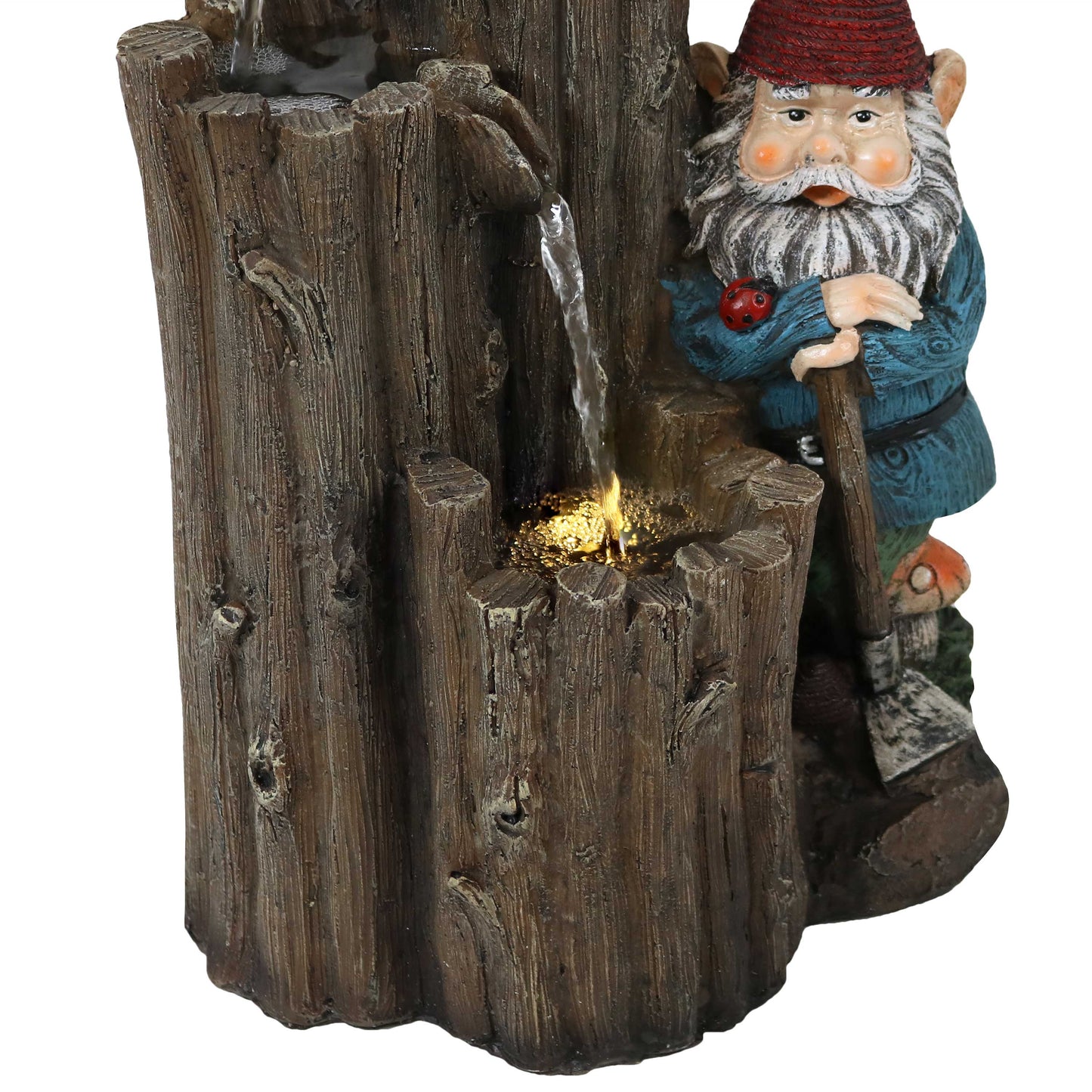 Sunnydaze  17" Resting Gnome Outdoor Water Fountain with LED Light