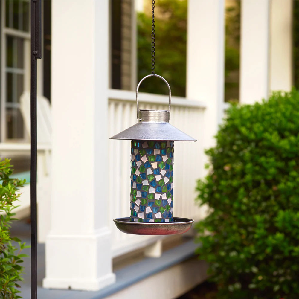 Smart Solar Adelie Mosaic Glass Bird Feeder with Solar Light 38260114