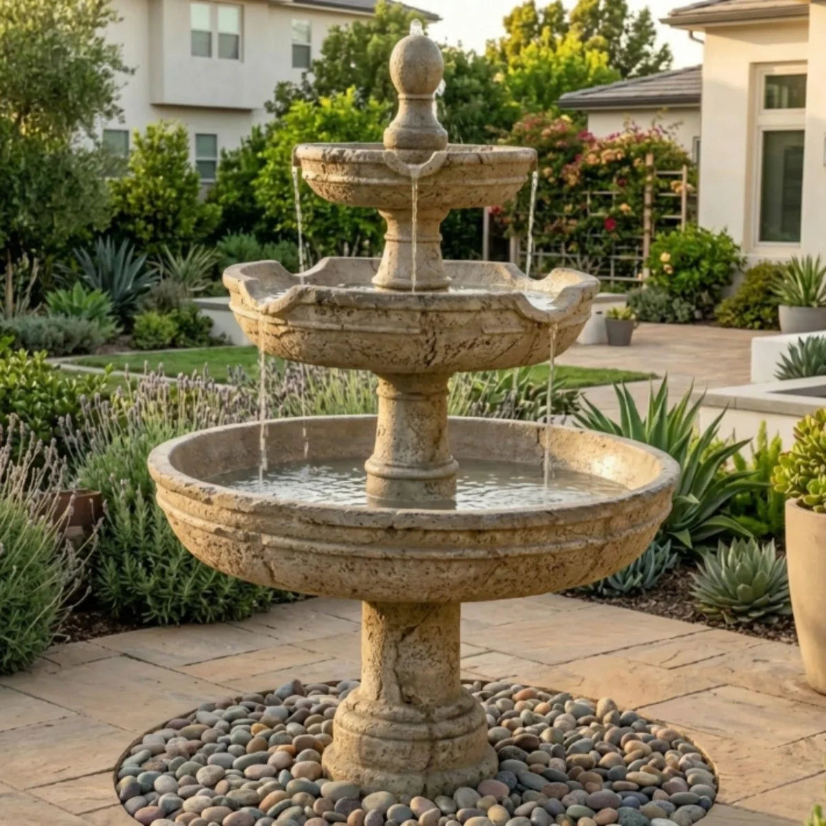Giannini Garden Agrigento Three Tier Outdoor Water Fountain 1022