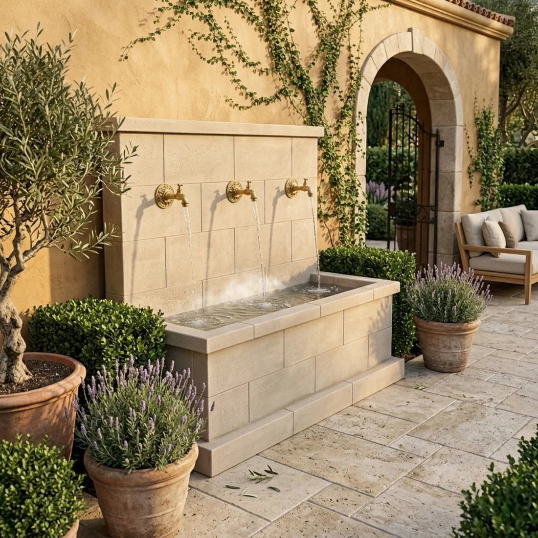 Giannini Garden Antibes Trois Outdoor Wall Fountain for Bronze Spouts 1796C