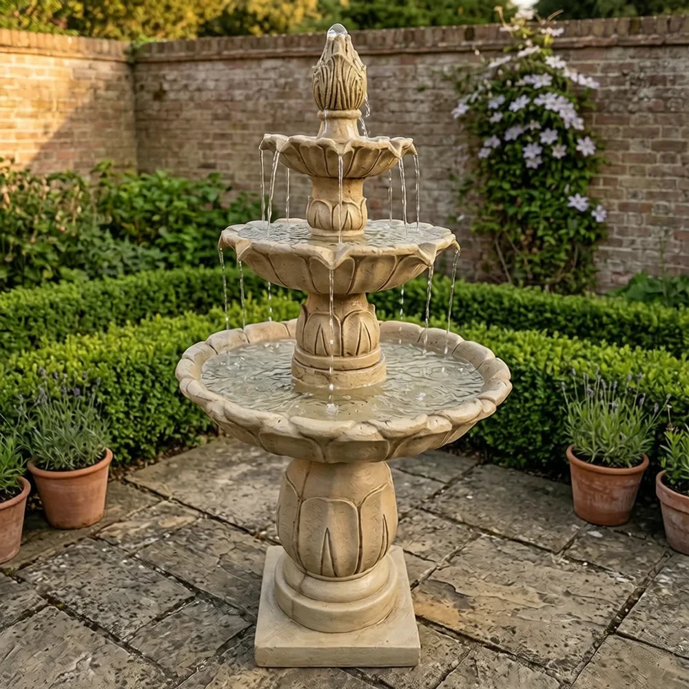 Giannini Garden Arcea Lotus Three Tier Outdoor Water Fountain 1785