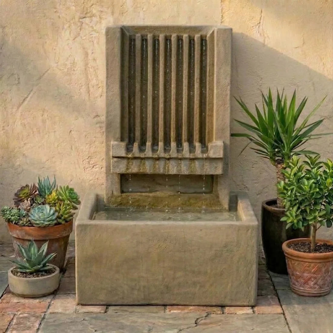 Giannini Garden Brentwood Channel Short Patio Outdoor Water Fountain 1829