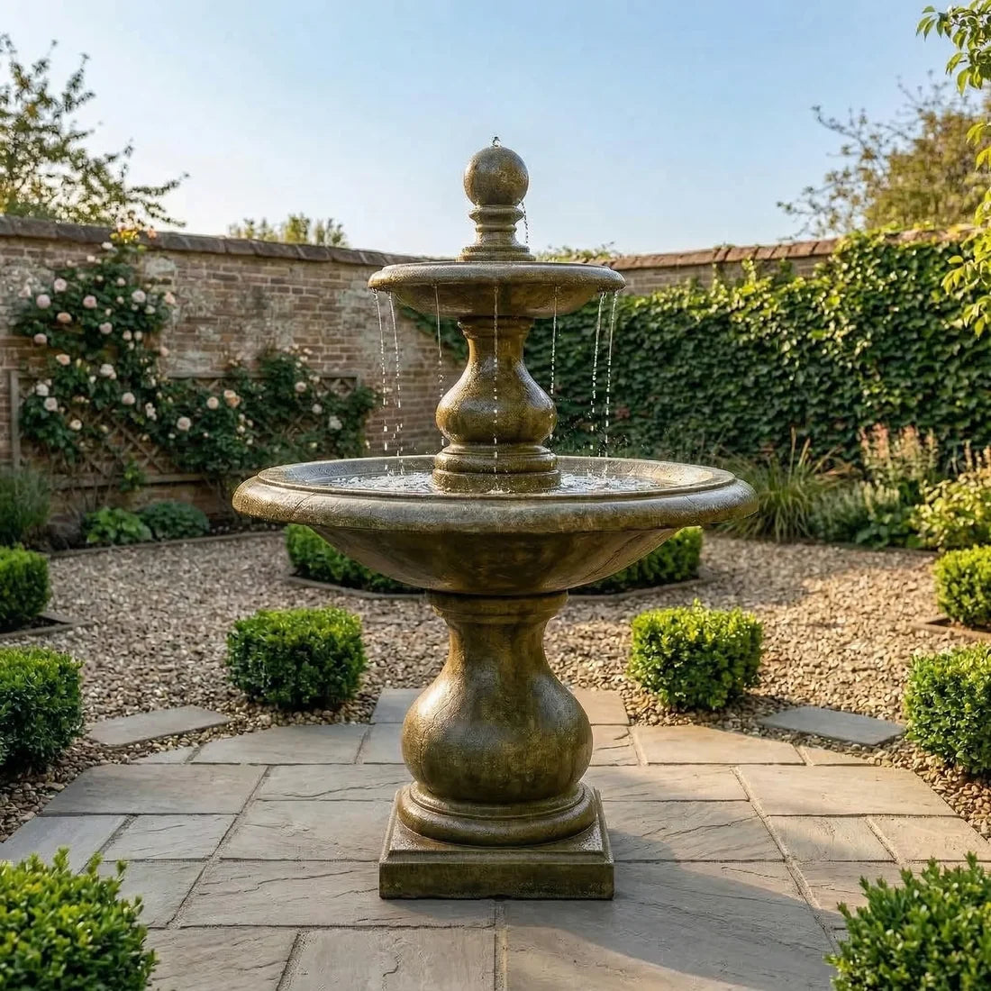 Giannini Garden Carrara Two Tier Outdoor Water Fountain 1404
