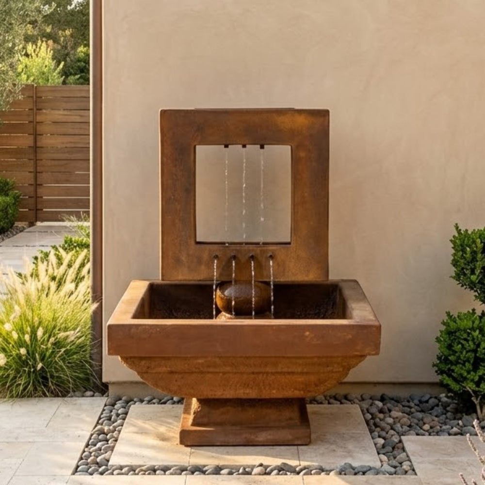 Giannini Garden Contempo Square Outdoor Water Fountain 1416