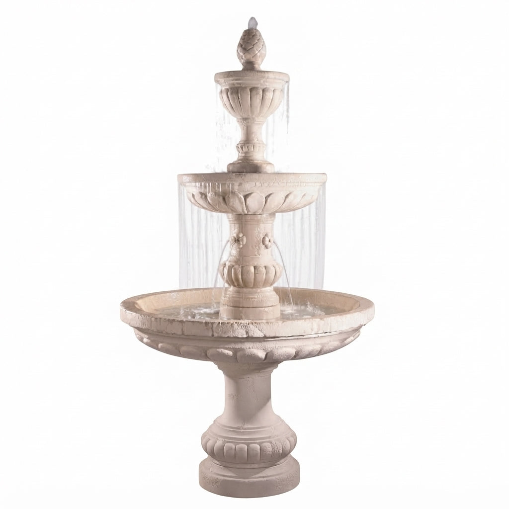 Fiore Stone Mediterranean 3 Tier Fountain LG134-FC in Cast Stone
