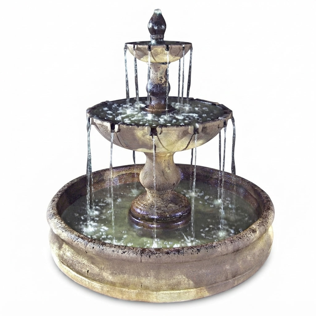Fiore Stone Vincenza Fountain with Basin LG142-FB in Cast Stone