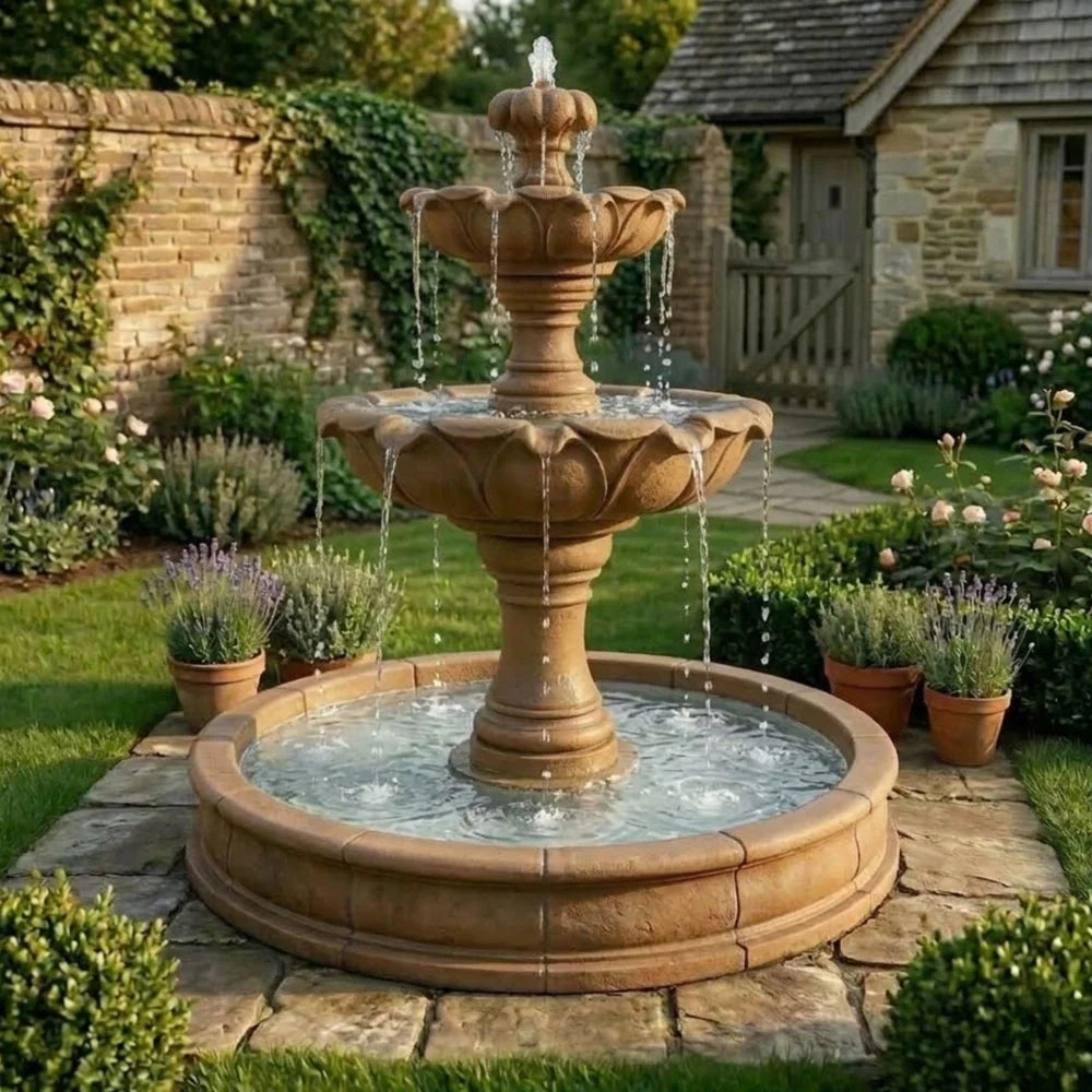 Giannini Garden Gardenia Two Tier Outdoor Pond Fountain 1216