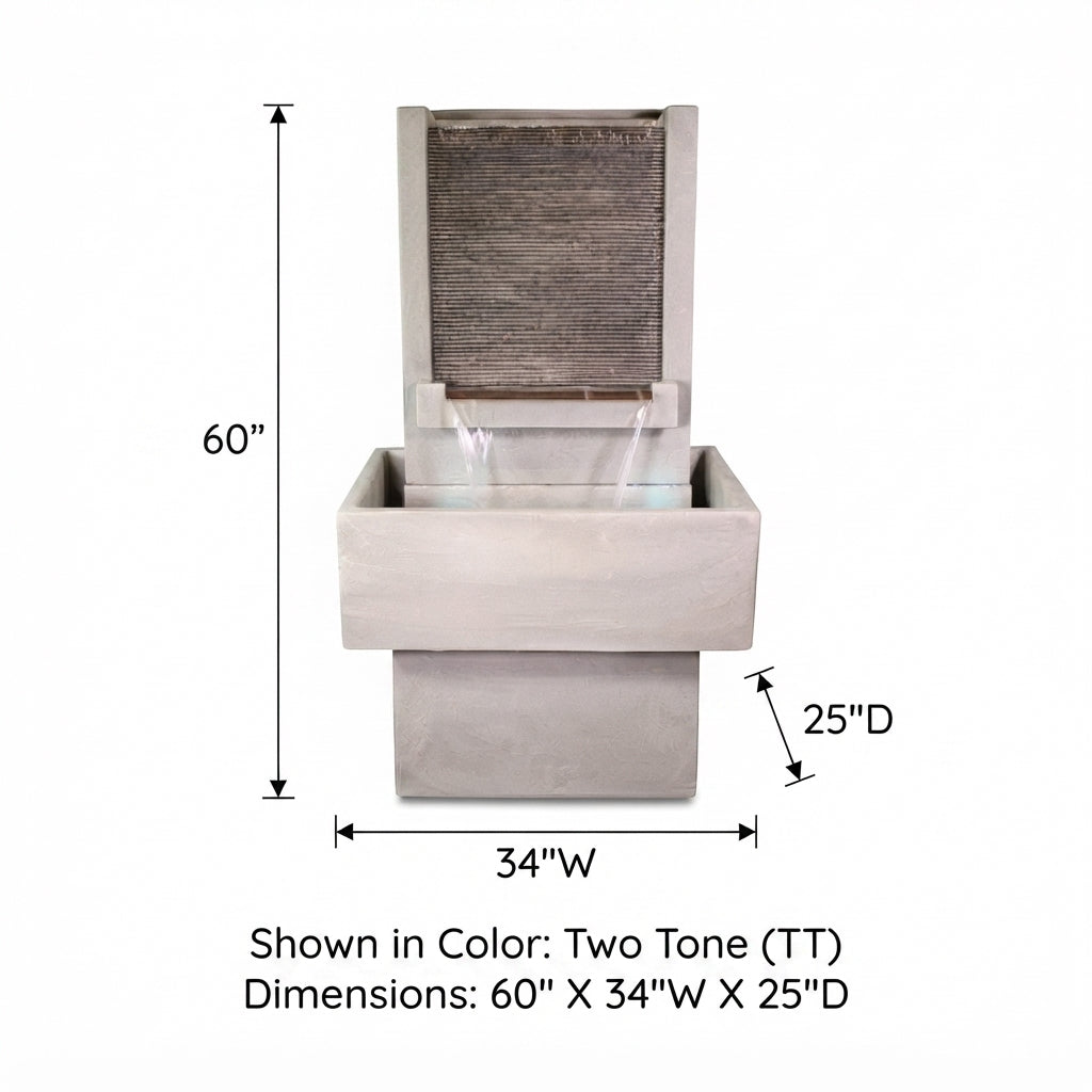 Giannini Garden Brentwood Two Tone Short Concrete Outdoor Fountain with Base 1765