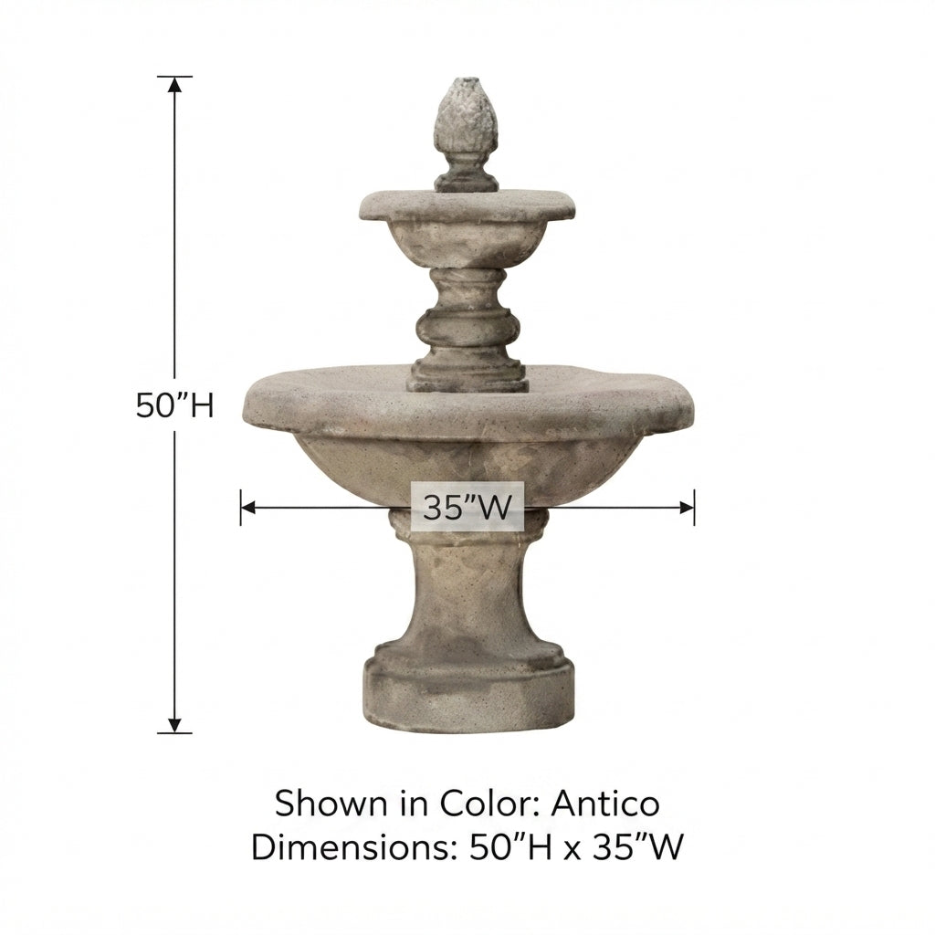 Giannini Garden Newcastle Short Two Tier Outdoor Water Fountain 1200