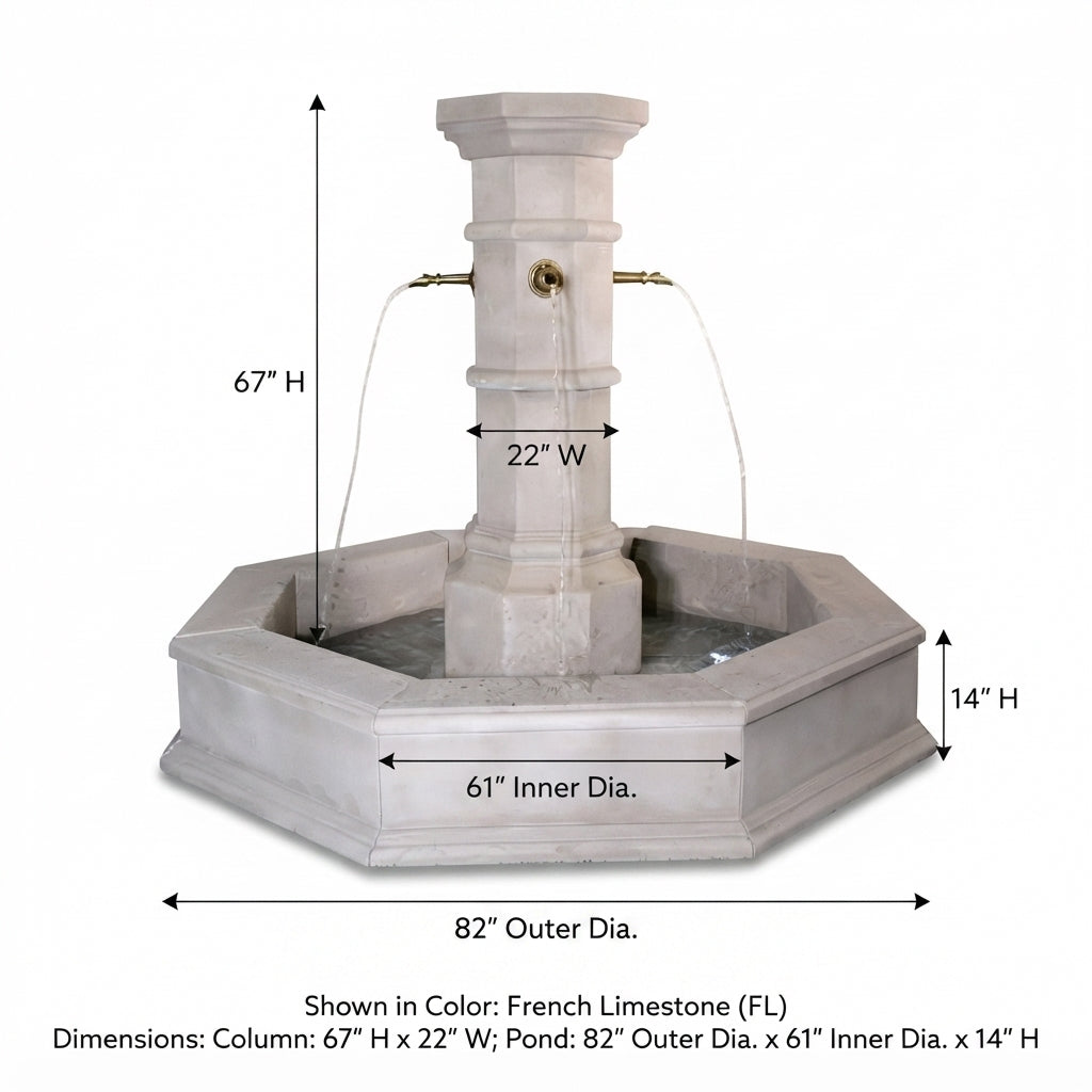 Giannini Garden Octavius Column Fountain 1731 with Octavius Easy Pond 1318
