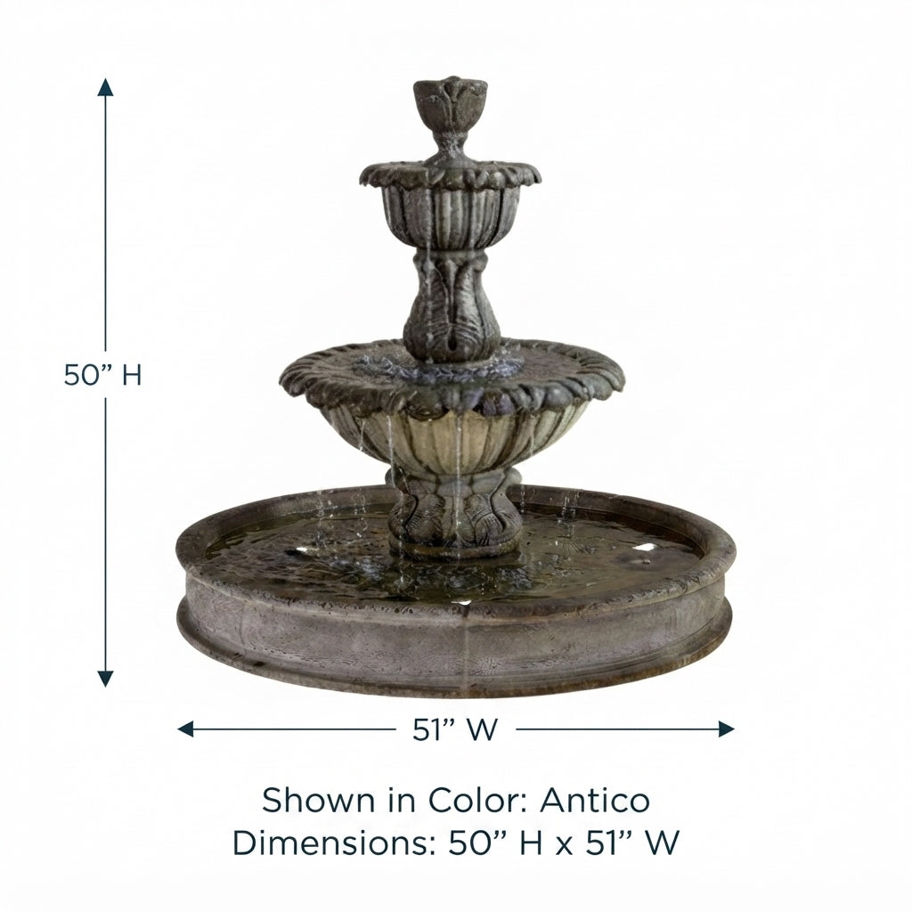 Giannini Garden Florica Cast Stone Brevis Outdoor Courtyard Fountain with Basin 1699