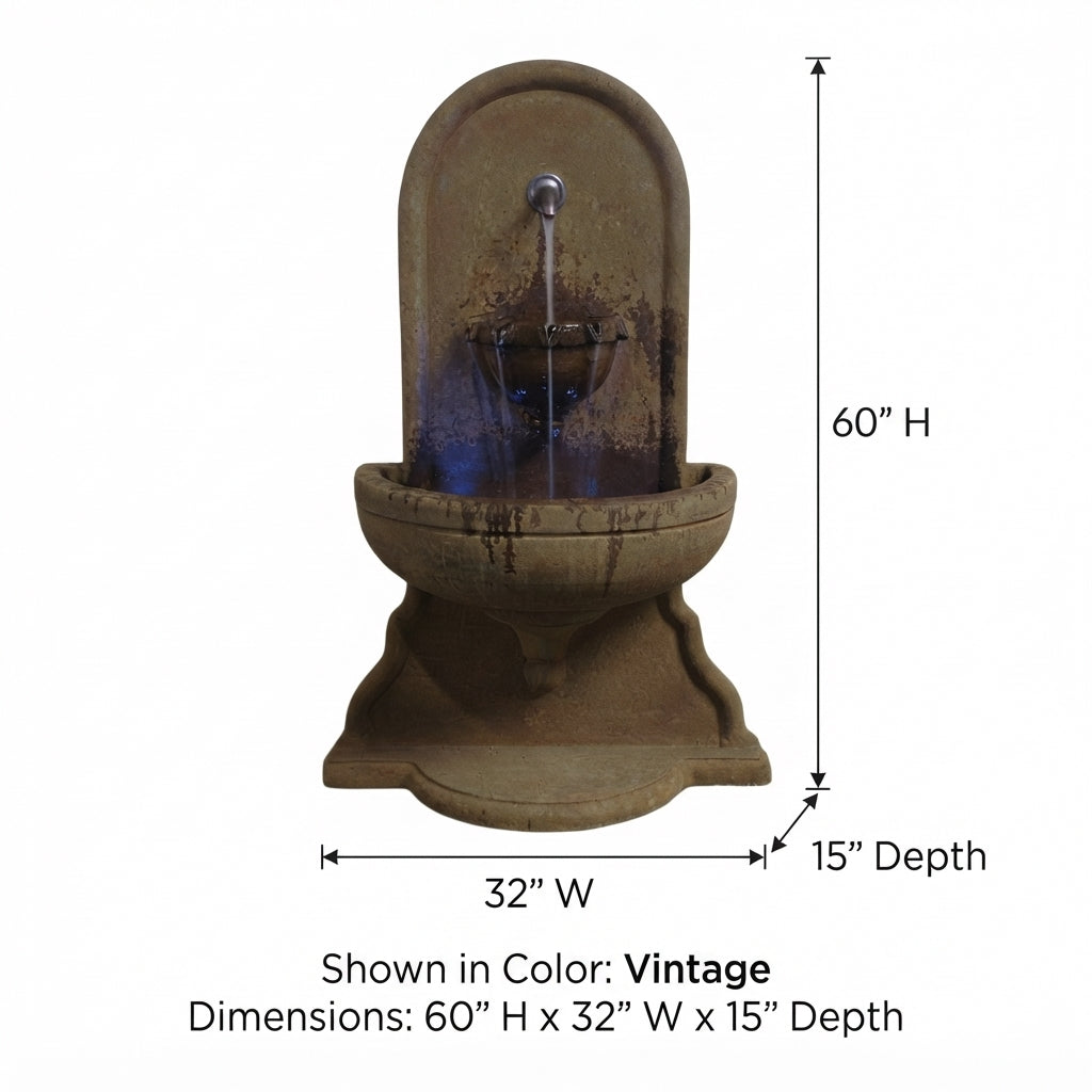 Giannini Garden Absolute Cast Stone Outdoor Wall Fountain 1718