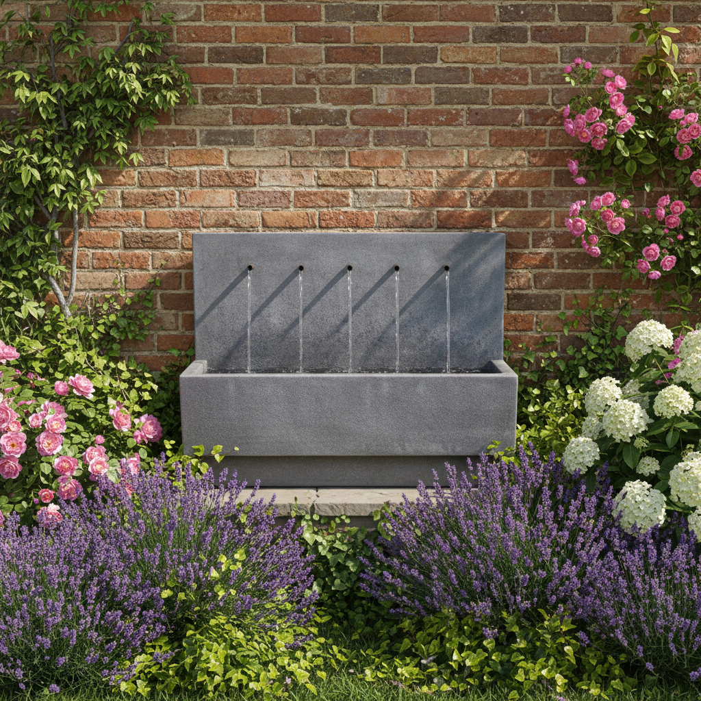 Giannini Garden Penta Concrete Wall Outdoor Fountain 1747