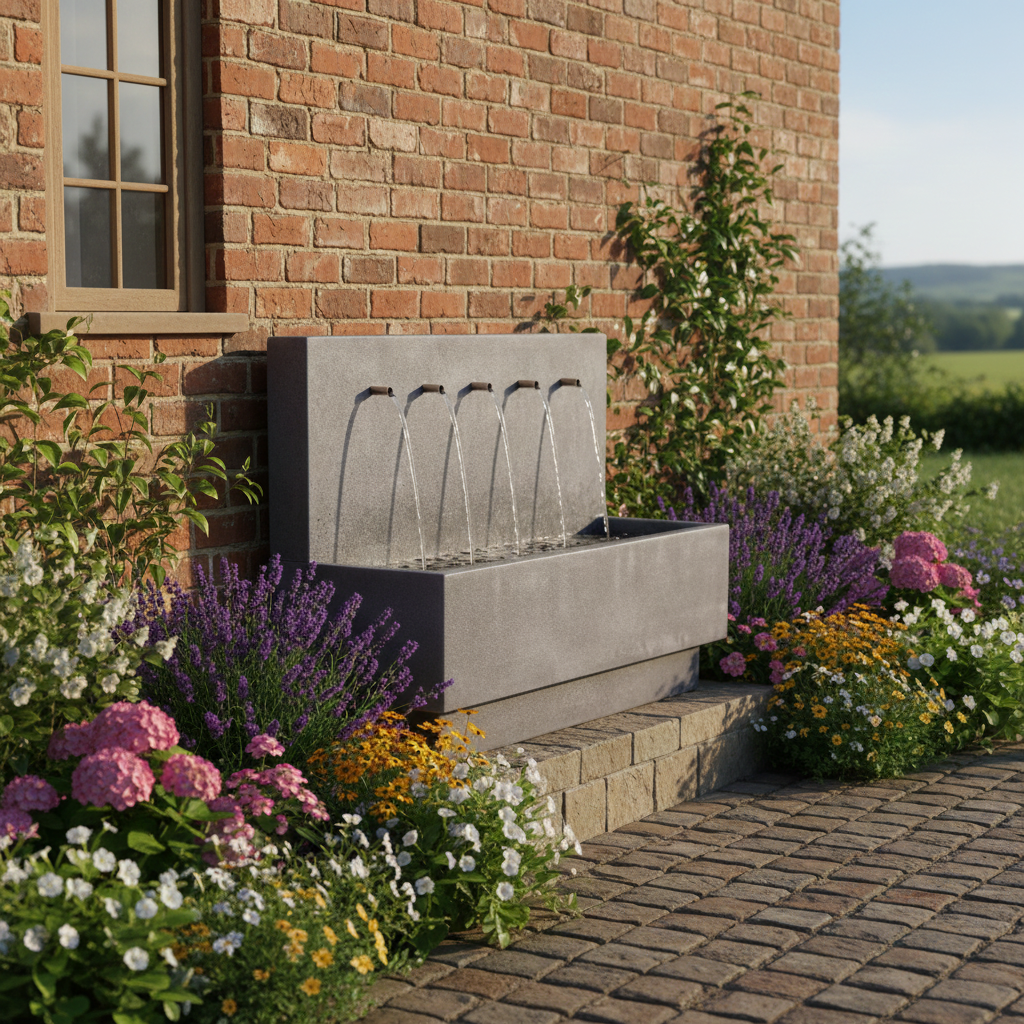 Giannini Garden Penta Concrete Wall Outdoor Fountain 1747