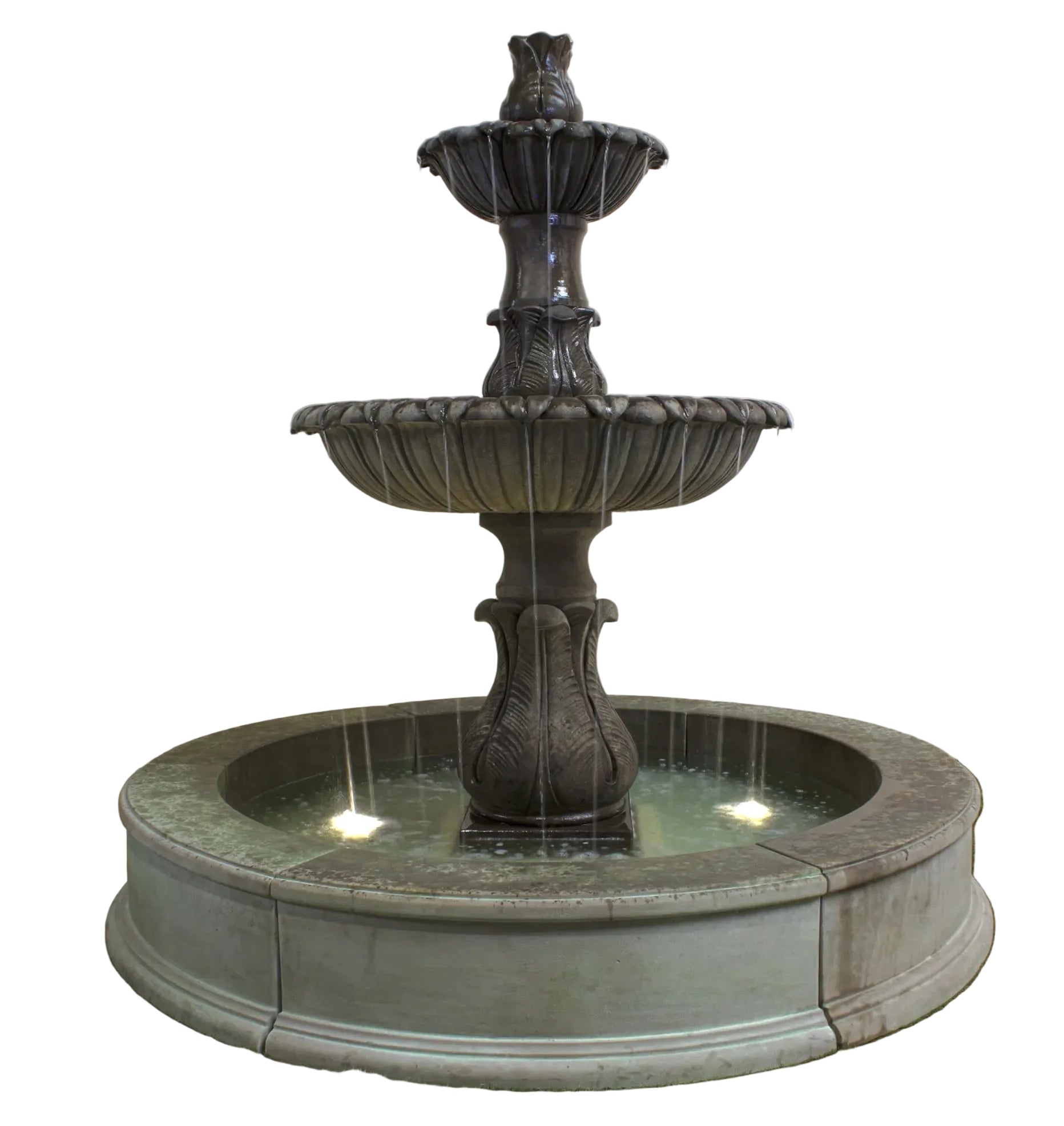 Giannini Garden Calanthia 2-Tier Cast Stone Outdoor Garden Fountain 1680 with Easy Pond
