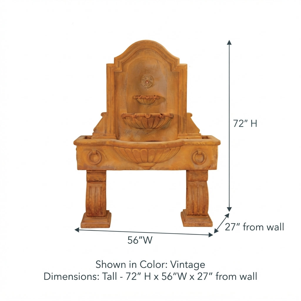 Giannini Garden Anduze Cast Stone Outdoor Garden Wall Fountain with 3 Basins