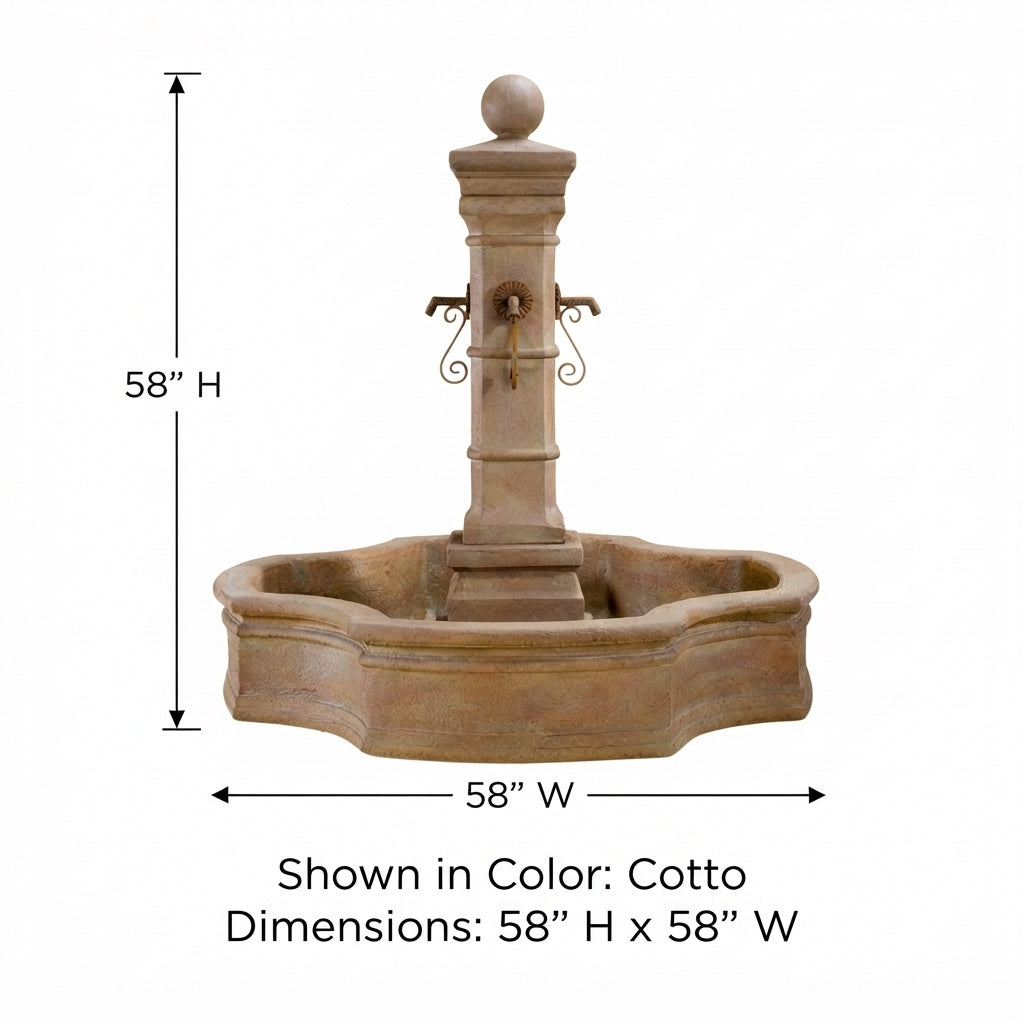 Giannini Garden Avignon Monaco Cast Stone Outdoor Courtyard Fountain with Basin 1659