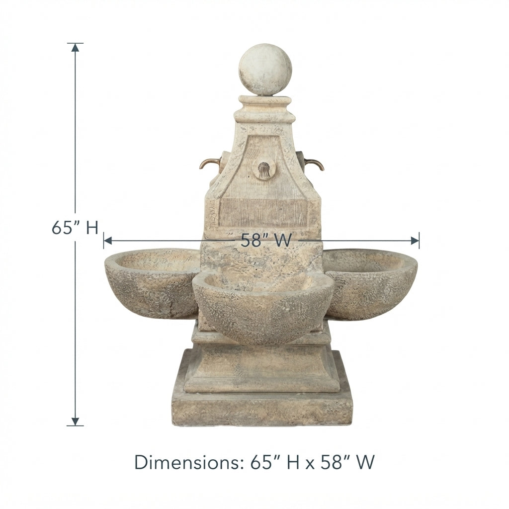 Giannini Garden Bellagio Cast Stone Outdoor Garden Fountain with Bronze Spouts 1053