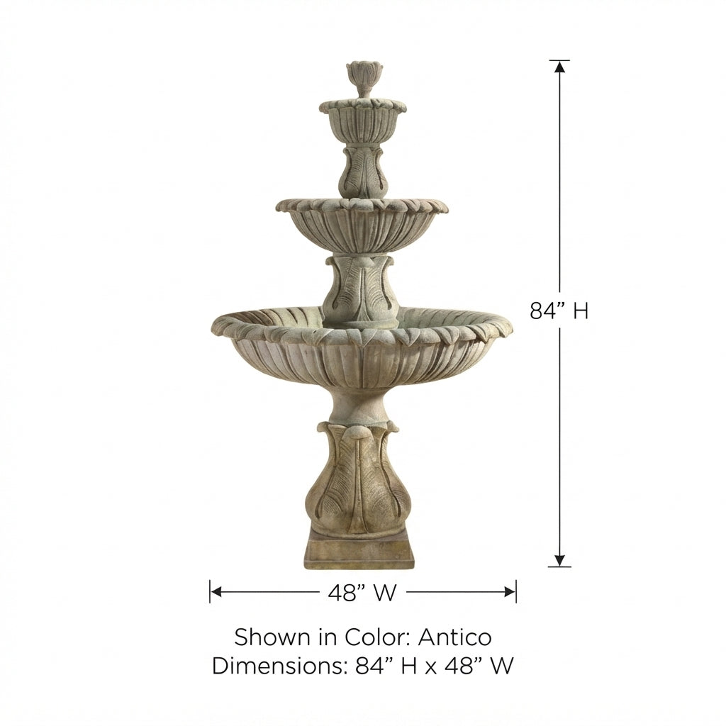 Giannini Garden Calanthia 3-Tier Cast Stone Outdoor Garden Fountain 1679