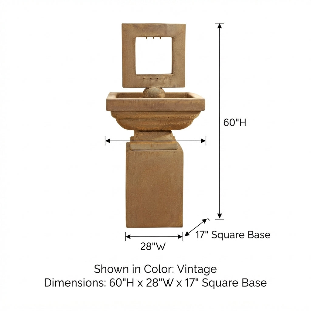 Giannini Garden Contempo Cast Stone Square Outdoor Garden Fountain 1628