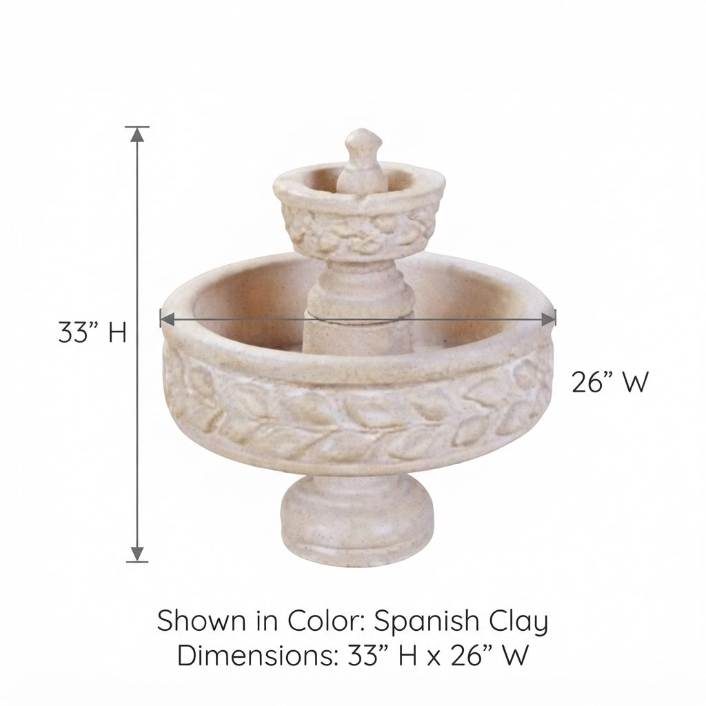 Giannini Garden Deruta Cast Stone 2-Tier Outdoor Garden Fountain 1011
