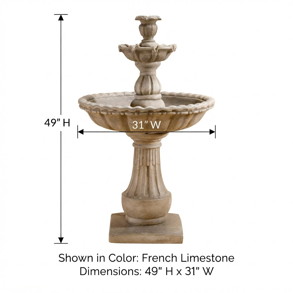 Giannini Garden Gaetana 2-Tier Cast Stone Outdoor Courtyard Fountain 1671