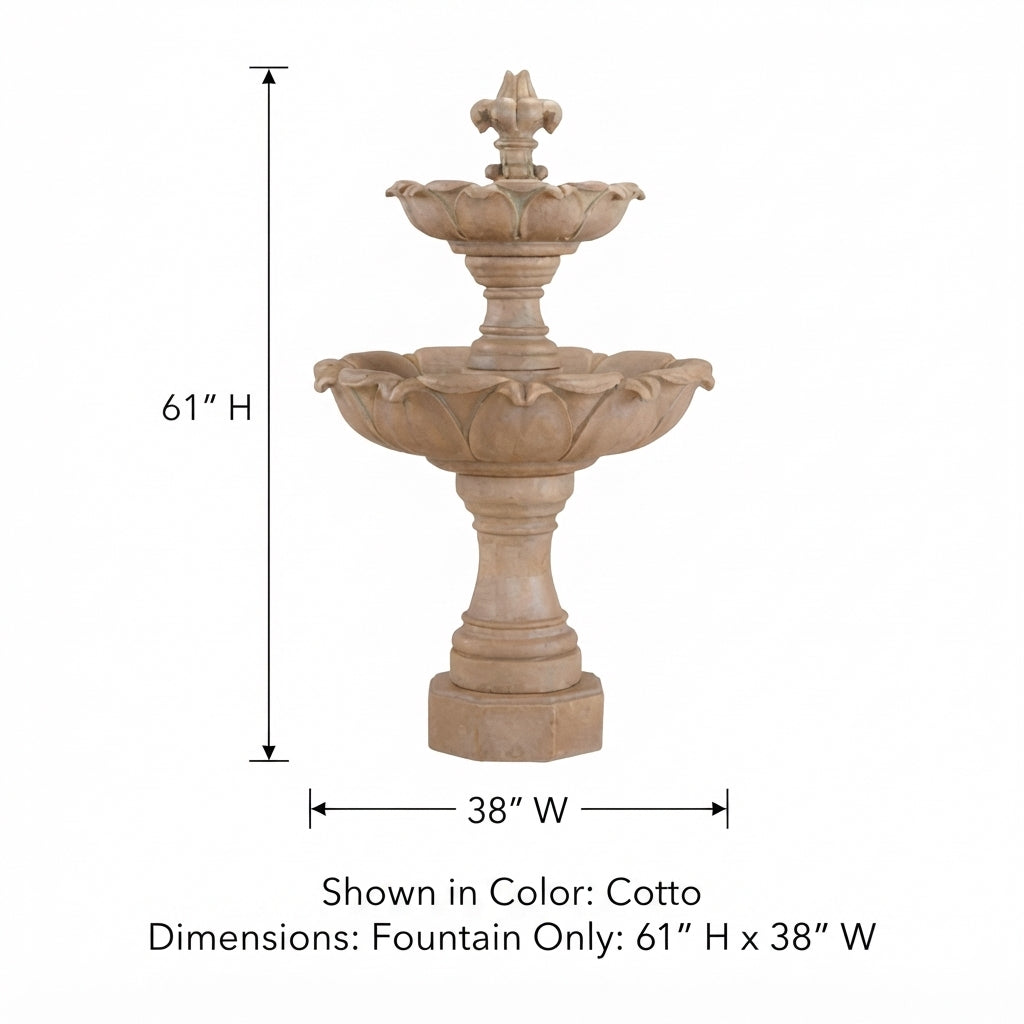 Giannini Garden Gardenia 2-Tier Cast Stone Outdoor Courtyard Fountain 1214