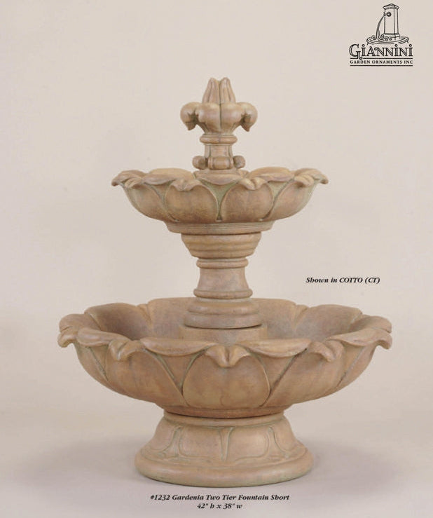 Giannini Garden Gardenia Short Two Tier Outdoor Water Fountain 1232
