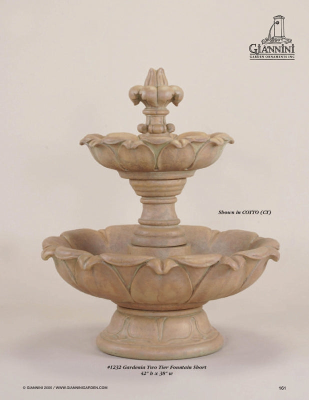 Giannini Garden Gardenia Short Two Tier Outdoor Water Fountain 1232