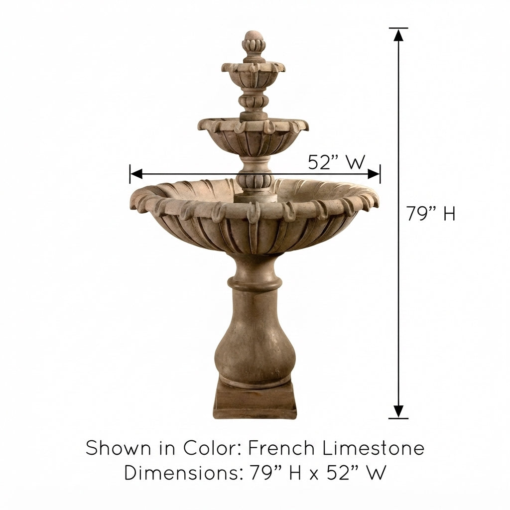 Giannini Garden Grand Chateau 3-Tier Cast Stone Outdoor Courtyard Fountain 1692