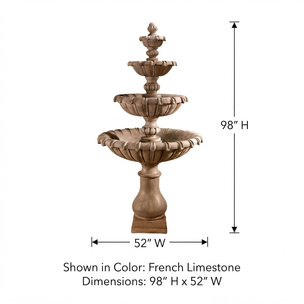 Giannini Garden Grand Chateau Cast Stone Outdoor Courtyard Fountain 1694