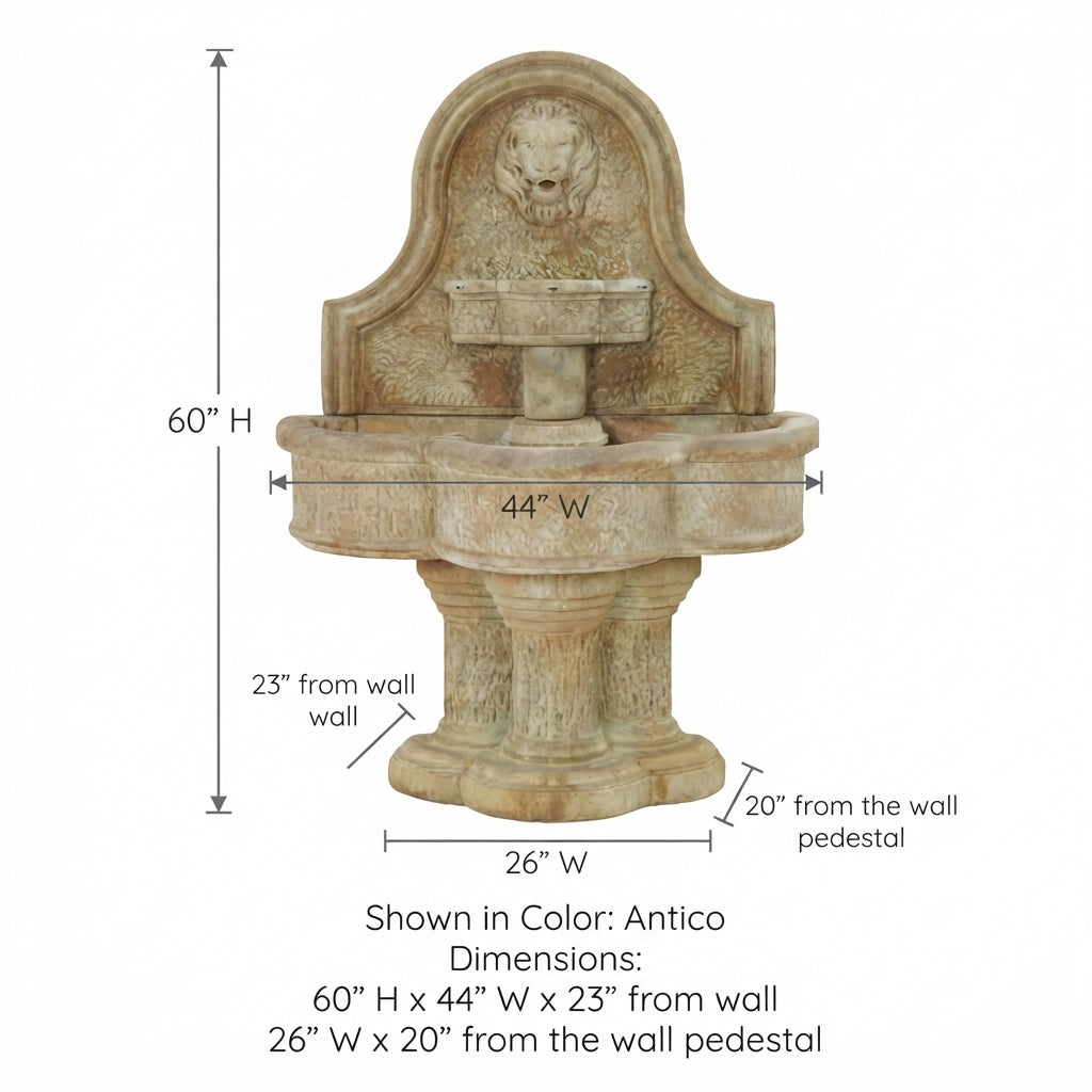 Giannini Garden Luccan Lion Outdoor Wall Fountain 1139