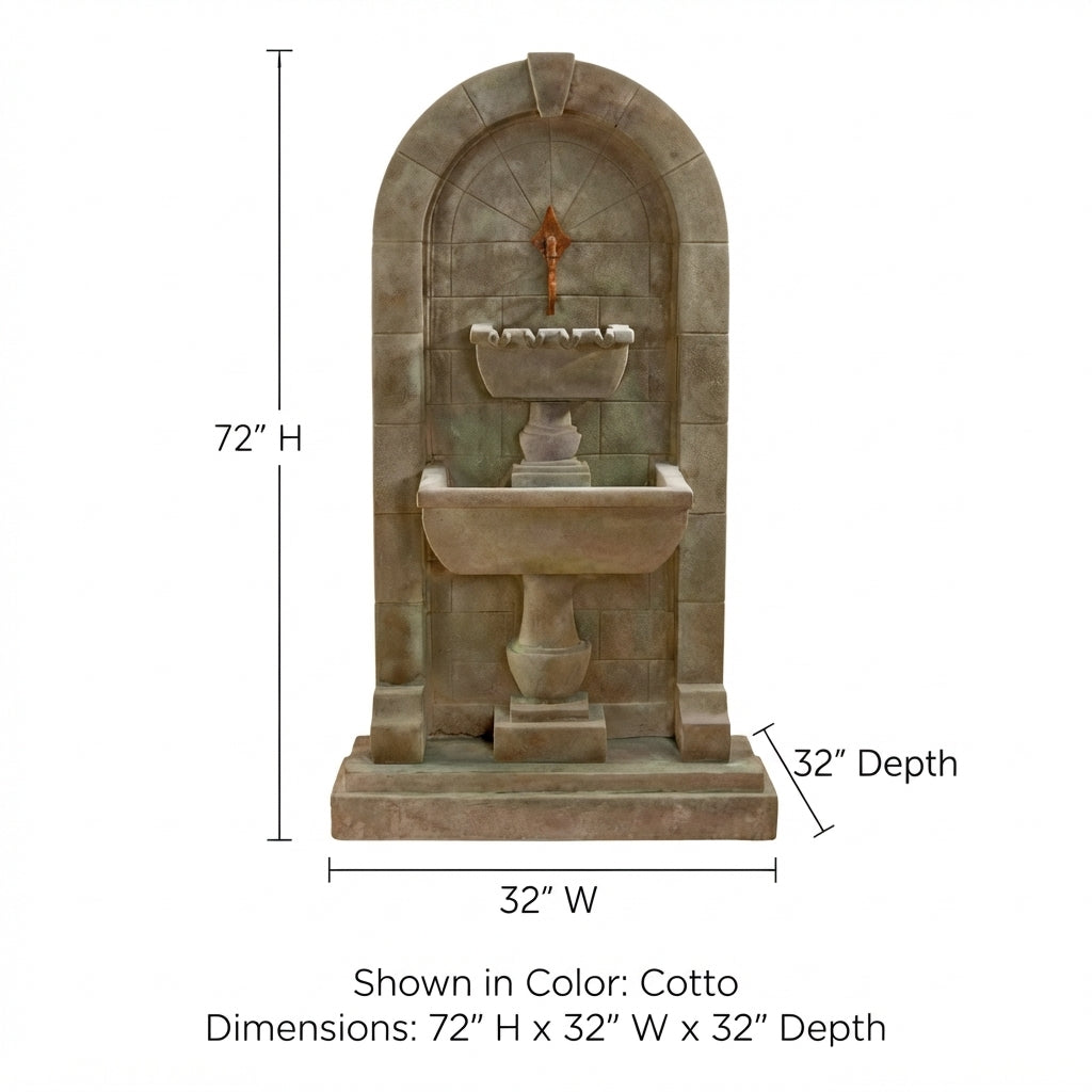 Giannini Garden Monterosso Cast Stone Outdoor Wall Fountain 1620