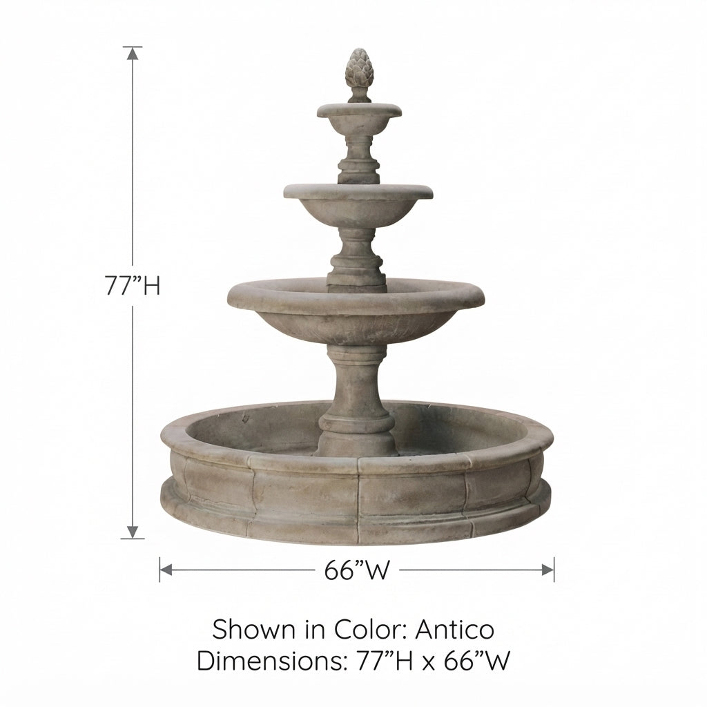 Giannini Garden Newcastle 3-Tier Cast Stone Outdoor Fountain with Basin 1193