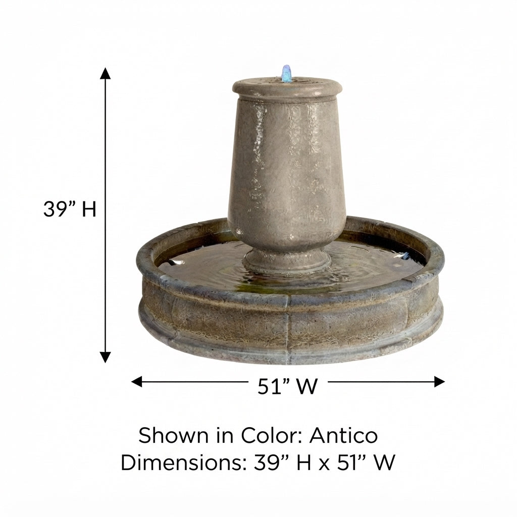 Giannini Garden Planum Cast Stone Urna Outdoor Courtyard Fountain with Basin 1704