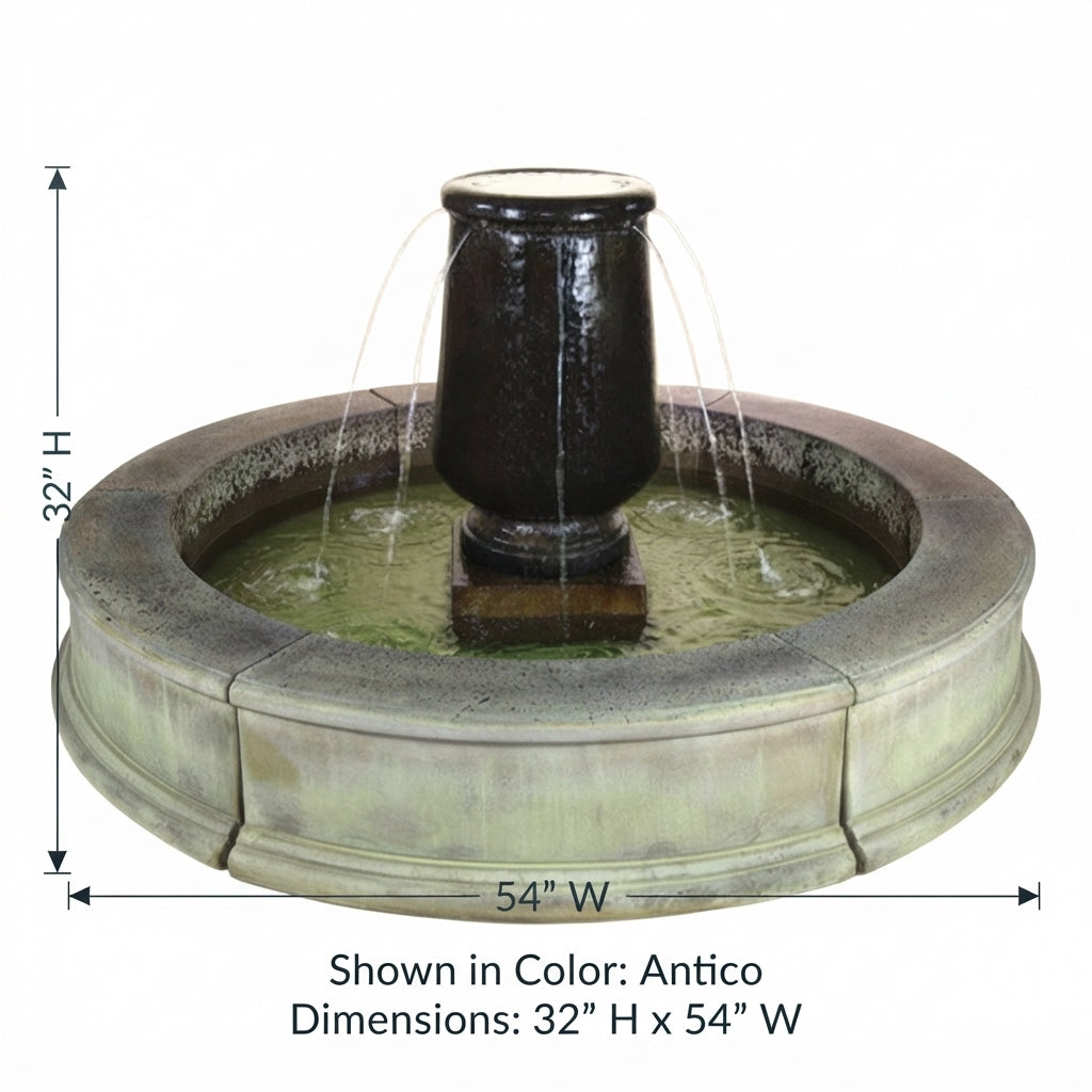 Giannini Garden Planum Cast Stone Urna Outdoor Fountain with Easy Basin 1816