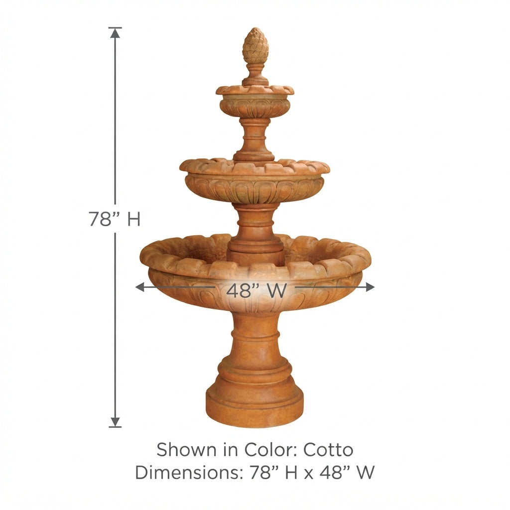 Giannini Garden Regale 3-Tier Cast Stone Outdoor Courtyard Fountain 1257