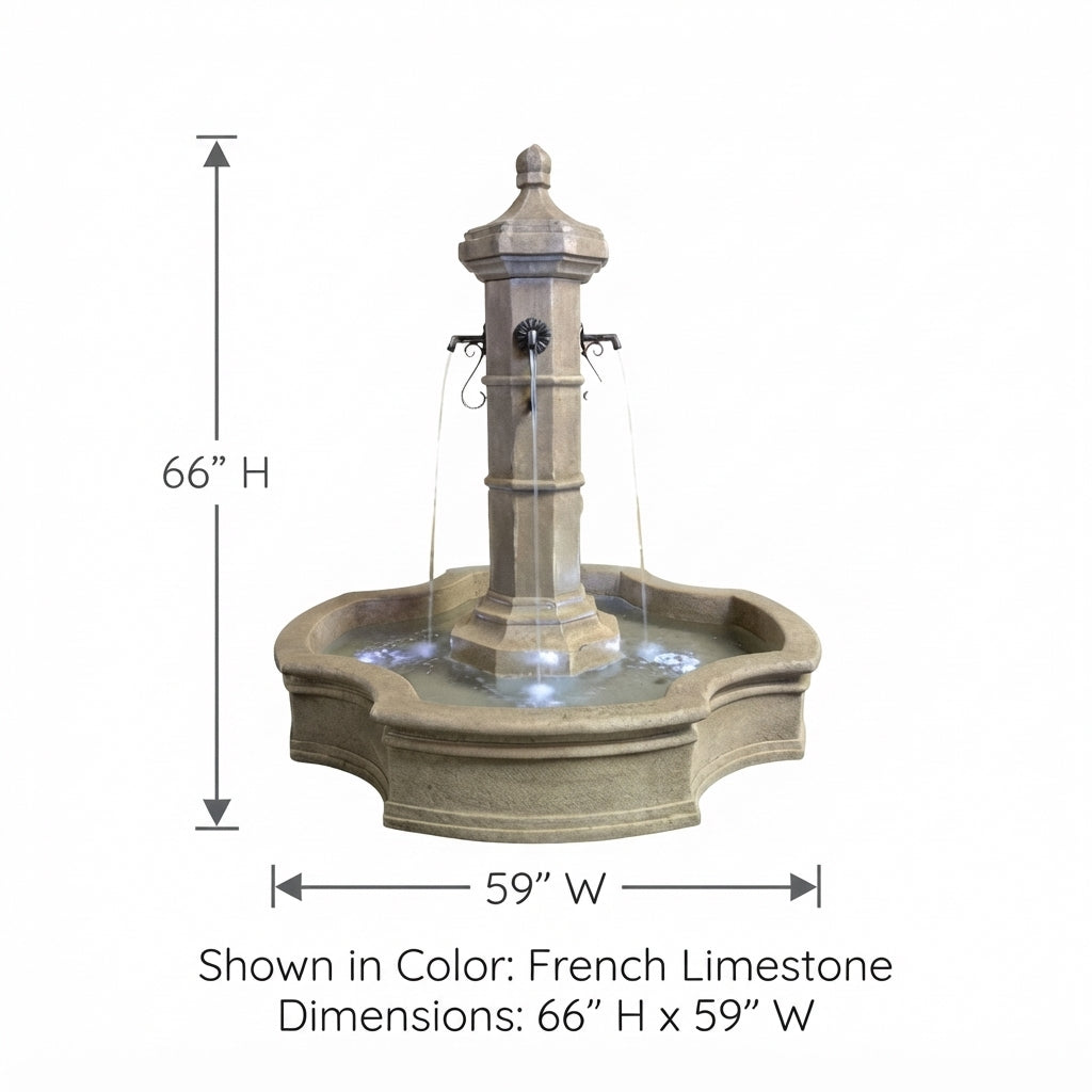 Giannini Garden Roubaix Cast Stone Outdoor Courtyard Fountain with Basin