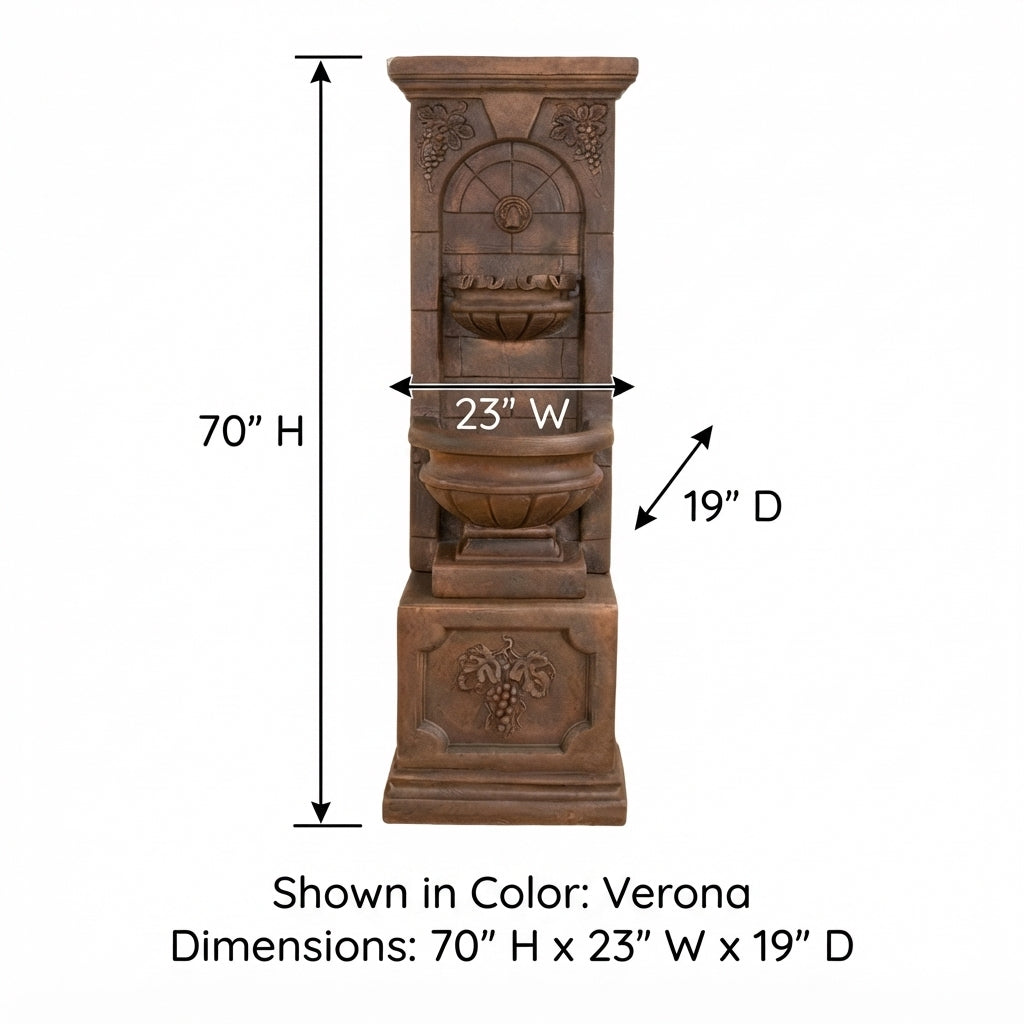 Giannini Garden St. Helena Cast Stone Outdoor Wall Fountain