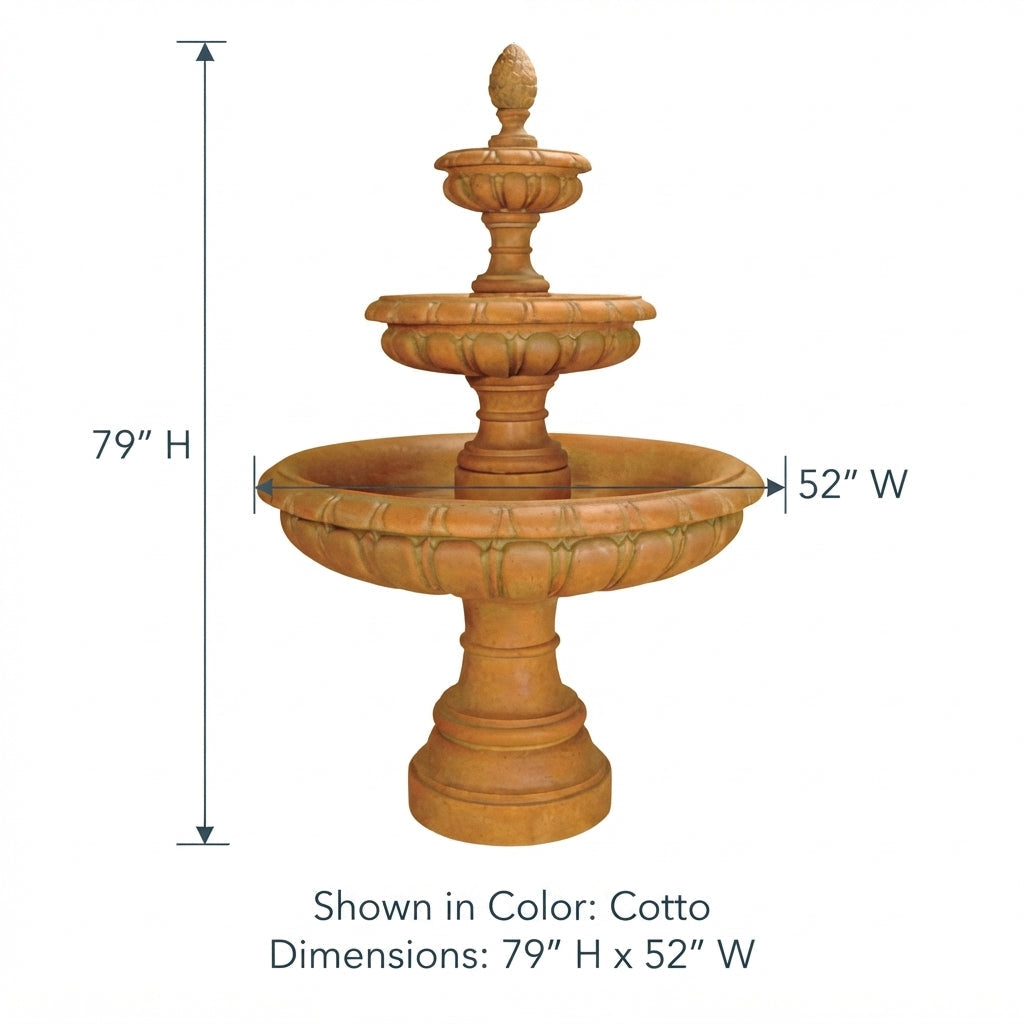 Giannini Garden Talenti 3-Tier Cast Stone Outdoor Courtyard Fountain 1247