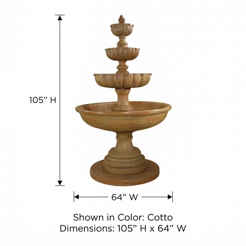 Giannini Garden Urbino MAXIMUS 4-Tier Cast Stone Outdoor Courtyard Fountain 1616