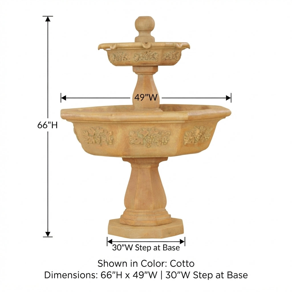 Giannini Garden Uva 2-Tier Cast Stone Outdoor Garden Fountain 1132