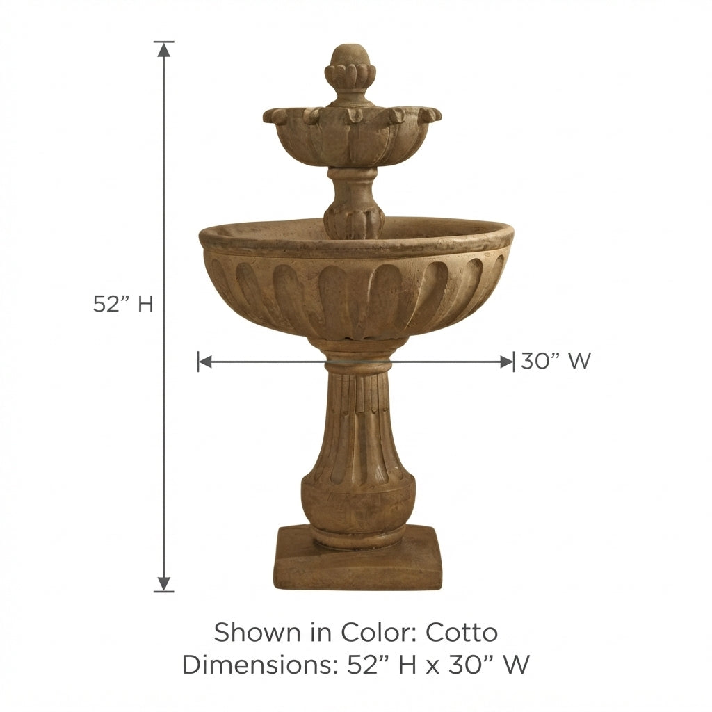 Giannini Garden Valeria 2-Tier Cast Stone Outdoor Garden Fountain 1626