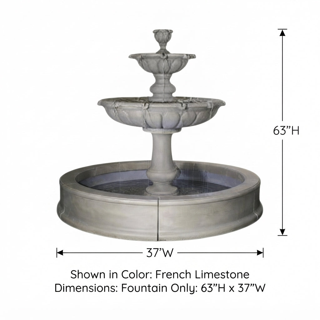 Giannini Garden Vicentina Cast Stone Outdoor Courtyard Fountain with Basin