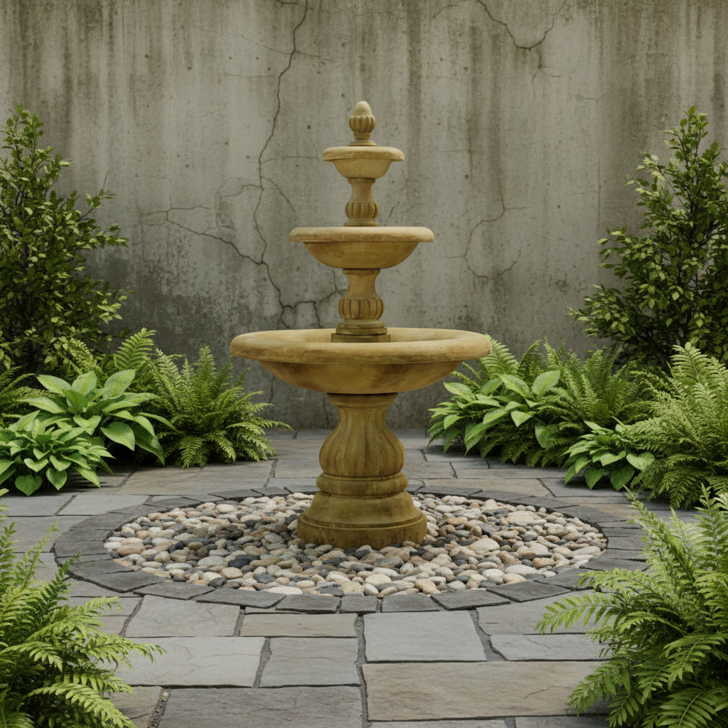 Giannini Garden Isola Three Tier Outdoor Water Fountain 1296